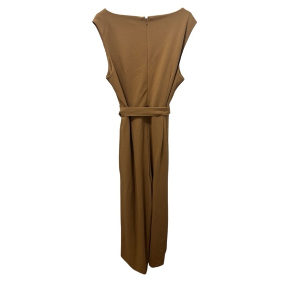 Calvin Klein Tan Wide-Leg Jumpsuit with Tie Waist Size 16 - Picture 3 of 6